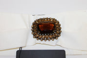 Dolce & Gabbana White Crystal Brass Wide Waist Runway Belt