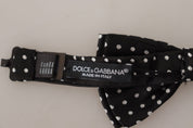 Dolce & Gabbana Elegant Black and White Polka Dot Silk Bow Tie