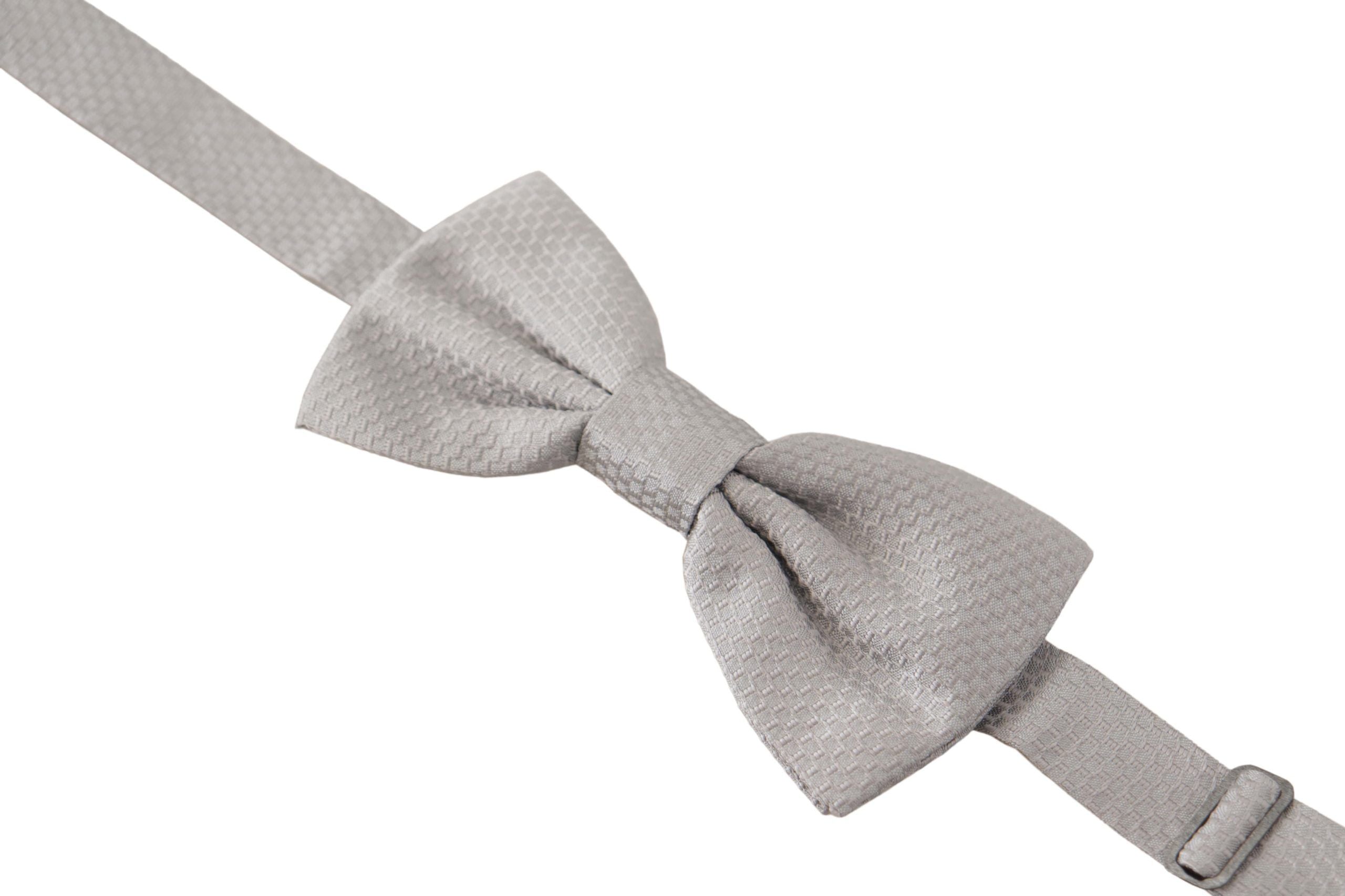 Dolce & Gabbana Chic Gray Silk Bow Tie