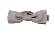 Dolce & Gabbana Elegant Silver Silk Bow Tie for Sophisticated Evening