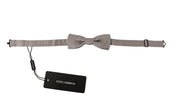 Dolce & Gabbana Elegant Silver Silk Bow Tie for Sophisticated Evening