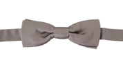 Dolce & Gabbana Elegant Silver Silk Bow Tie for Sophisticated Evening