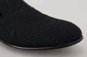 Dolce & Gabbana Black Floral Jacquard Slippers Loafers Shoes