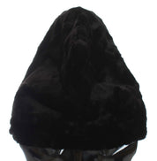 Dolce & Gabbana Black Weasel Fur Crochet Hood Scarf Hat
