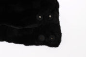 Dolce & Gabbana Black Weasel Fur Crochet Hood Scarf Hat