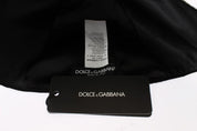 Dolce & Gabbana Black Wool White Floral Gold Leaf Hat