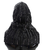 Dolce & Gabbana Black Knitted Sequin Hood Scarf Hat