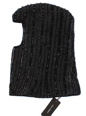 Dolce & Gabbana Black Knitted Sequin Hood Scarf Hat