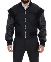 Dolce & Gabbana Elegant Black Crystal-Embellished Bomber Jacket