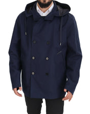 Dolce & Gabbana Elegant Double-Breasted Blue Parka Jacket