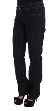 Cavalli Blue Cotton Straight Fit Stretch Jeans