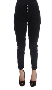 Costume National Black Cotton Slim Fit Cropped Jeans