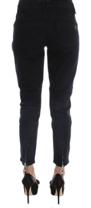 Costume National Black Cotton Slim Fit Cropped Jeans