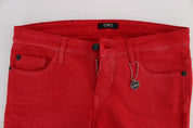 Costume National Red Cotton Blend Super Slim Fit Jeans