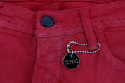Costume National Red Cotton Blend Super Slim Fit Jeans