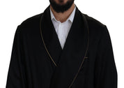 Dolce & Gabbana Elegant Black Silk Long Robe Coat