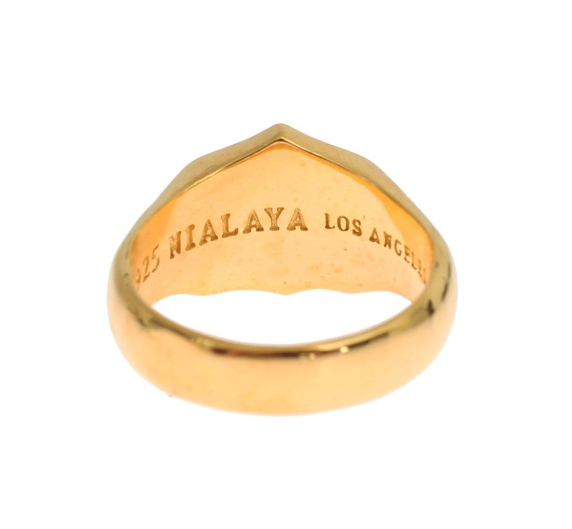 Nialaya Elegant Men's Gold Plated Silver Ring