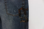 John Galliano Blue Wash Cotton Blend Slim Fit Jeans