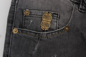 John Galliano Gray Wash Cotton Blend Slim Fit Stretch Jeans