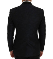 Dolce & Gabbana Elegant Blue & Black Slim Fit Suit Ensemble