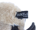 Dolce & Gabbana Chic Gray Wool & Shearling Gloves with Studded Details