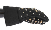 Dolce & Gabbana Elegant Studded Gray Wool Gloves