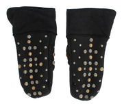 Dolce & Gabbana Elegant Studded Gray Wool Gloves