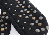 Dolce & Gabbana Elegant Studded Gray Wool Gloves