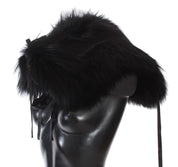 Dolce & Gabbana Black Fox Fur Shoulder Wrap Cover Collar Scarf