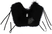 Dolce & Gabbana Black Fox Fur Shoulder Wrap Cover Collar Scarf