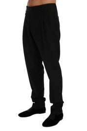 Dolce & Gabbana Elegant Black Striped Straight Fit Dress Pants