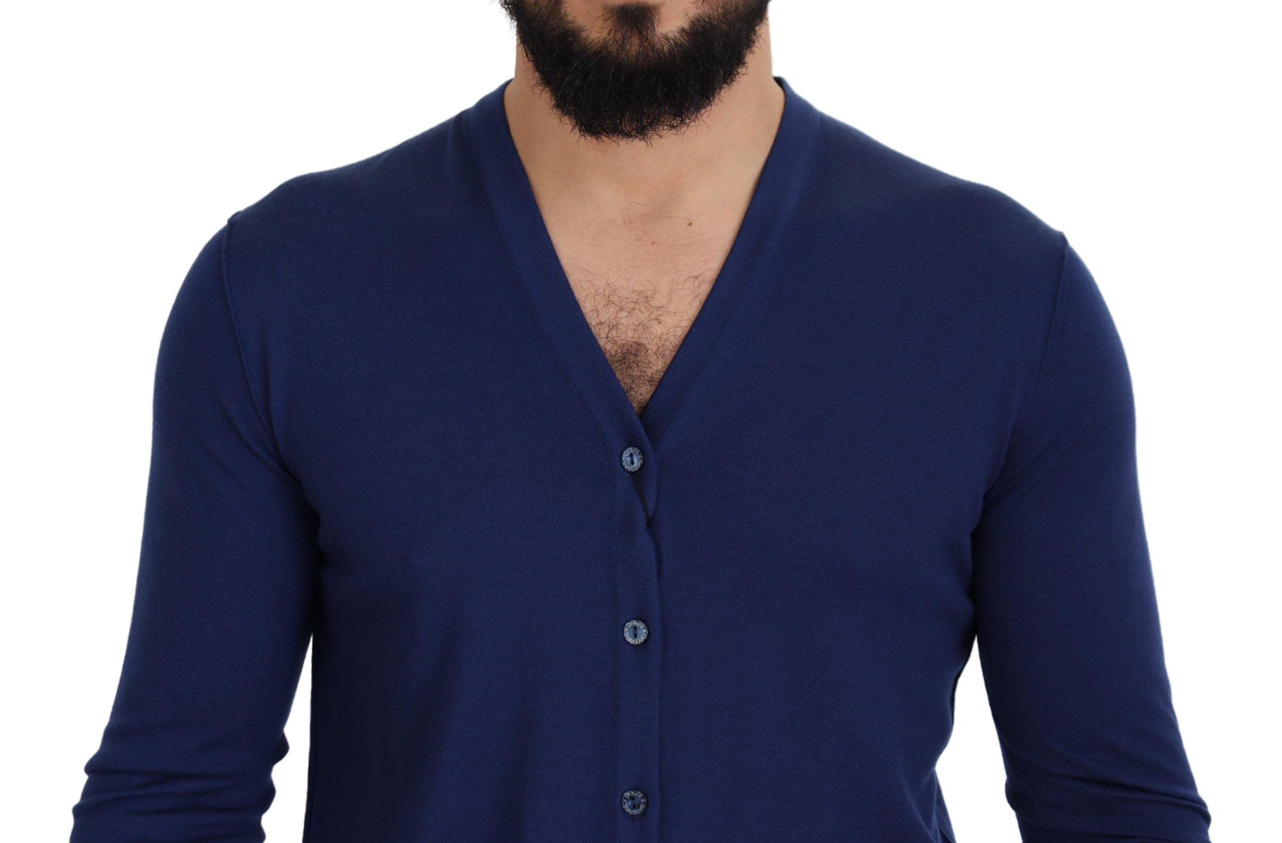 Dolce & Gabbana Elegant Virgin Wool Blue Cardigan Sweater