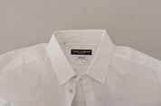 Dolce & Gabbana Elegant White Peacock Feather Dress Shirt