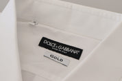 Dolce & Gabbana Elegant White Peacock Feather Dress Shirt