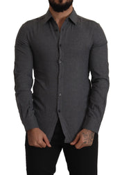 Costume National Dark Gray Cotton Casual Mens Shirt