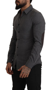 Costume National Dark Gray Cotton Casual Mens Shirt