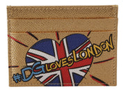 Dolce & Gabbana Gold Leather #DGLovesLondon Women Cardholder Case Wallet