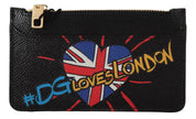 Dolce & Gabbana Black Leather #DGLovesLondon Women Cardholder Coin Case  Wallet