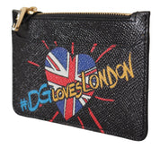Dolce & Gabbana Black Leather #DGLovesLondon Women Cardholder Coin Case  Wallet