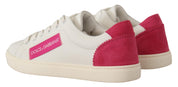 Dolce & Gabbana White Pink Leather Low Top Sneakers Womens Shoes