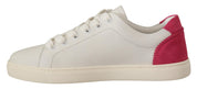 Dolce & Gabbana White Pink Leather Low Top Sneakers Womens Shoes