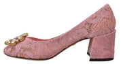 Dolce & Gabbana Pink Taormina Lace Crystal Pumps Pastel Shoes