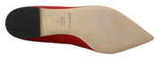 Dolce & Gabbana Red Leather Crystals Loafers Flats Shoes