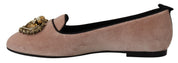 Dolce & Gabbana Pink Velvet Slip Ons Loafers Flats Shoes