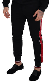 Dolce & Gabbana Elegant Black Jogging Sweatpants with Red Detail