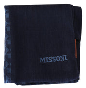 Missoni Navy Wool Knit Unisex Neck Wrap Fringe Shawl Men's Scarf