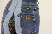 Dolce & Gabbana Multicolor Patchwork DG Fashion Wide Leg Denim Pant