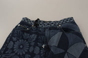 Dolce & Gabbana Blue Floral High Waist Skinny Denim Jeans