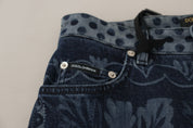 Dolce & Gabbana Blue Floral High Waist Skinny Denim Jeans