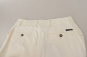 Dolce & Gabbana White High Waist Tapered Women Cotton Pants